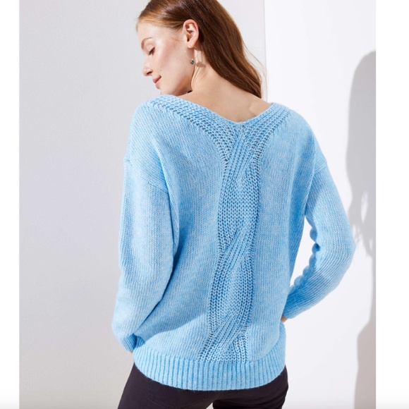 LOFT Sweaters - LOFT Blue Cable Knit Back Detail Sweater
